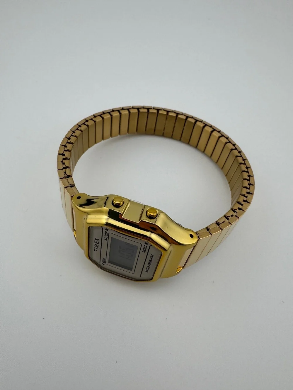 Gold Digital Watch for Women Vintage Style Stainless Steel Bracelet Alarm